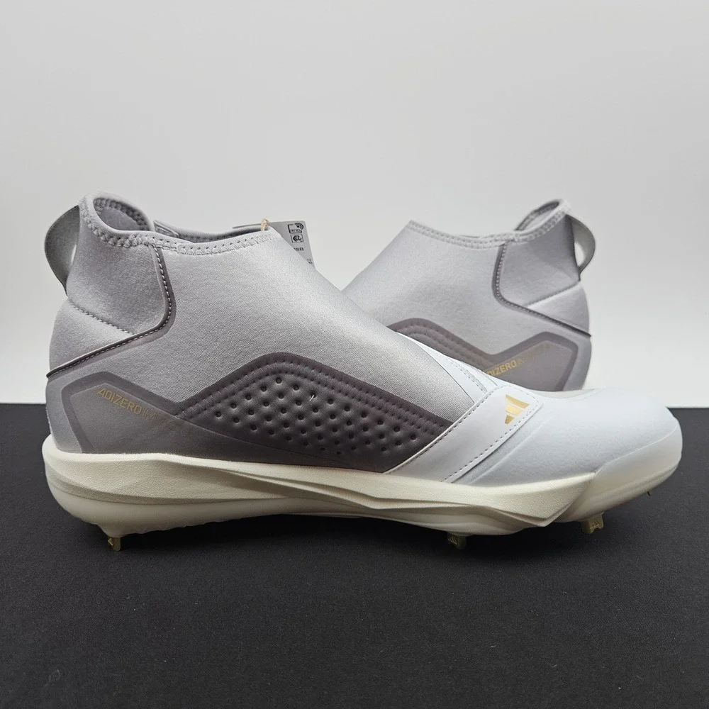 Adidas Adizero Impact+ BSB Baseball Cleats Mens Sz 12.5 White Silver Gold IF8483